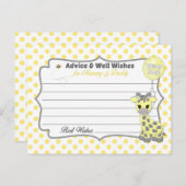 Baby Giraffe Yellow Gray Advice for Mommy Daddy Hinweiskarte (Vorne/Hinten)