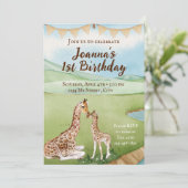 Baby Giraffe zum Geburtstag Einladung (Stehend Vorderseite)