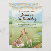 Baby Giraffe zum Geburtstag Einladung (Vorne/Hinten)