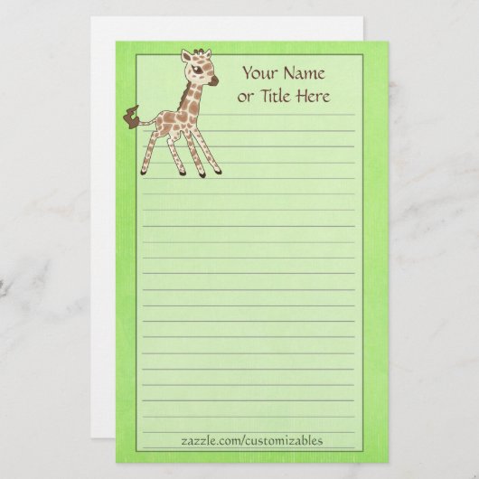 Baby-Giraffen-Briefpapier Briefpapier (Vorne/Hinten)