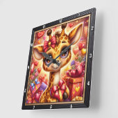 Baby-Giraffen-Herz-Geschenk Quadratische Wanduhr (Winkel)