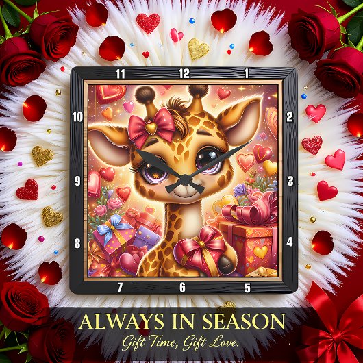 Baby-Giraffen-Herz-Geschenk Quadratische Wanduhr