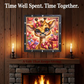 Baby-Giraffen-Herz-Geschenk Quadratische Wanduhr