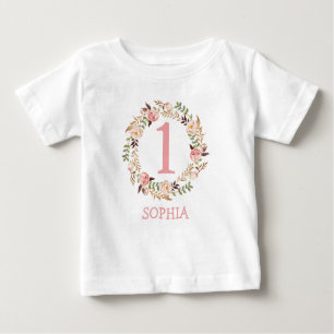 Baby Girl 1. Geburtstag Blumengestelle Baby T-shirt