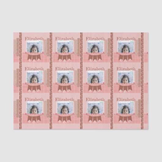 Baby Girl 1. Geburtstag Pink Scrapbook Seidenpapier (Vorderseite)