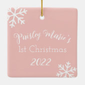 Baby Girl 1. Personalisierte Weihnachtsdekoration Keramikornament (Rückseite)