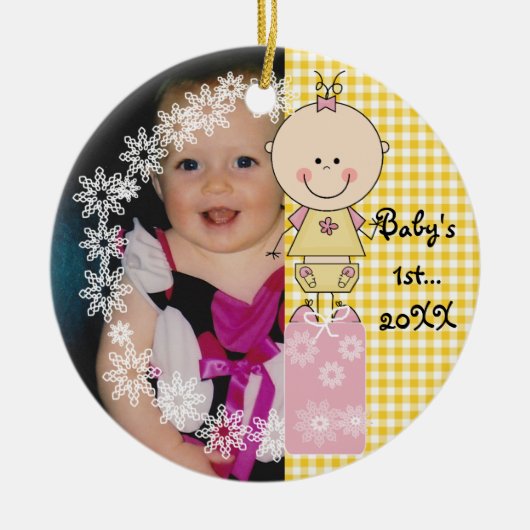 Baby Girl 1. Weihnachtsdekoration Keramikornament (Vorne)