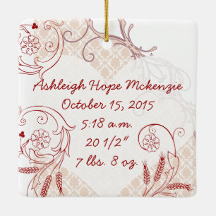 Baby Girl 1. Weihnachtsgeburt Stats Foto Pink Keramikornament