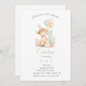 Baby Girl 1st Birthday highland cow Einladung (Vorne/Hinten)