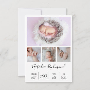 Baby Girl 4 Foto Geburtserklärung Vielen Dank Dankeskarte