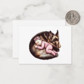 Baby Girl and German Shepherd Mitteilungskarte (Vorderseite/Rückseite Beispiel)
