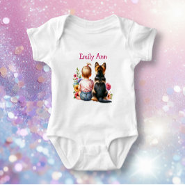 Baby Girl and German Shepherd Personalisiert Baby Strampler