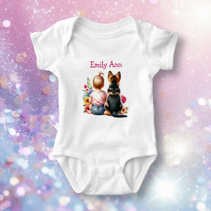 Baby Girl and German Shepherd Personalisiert Strampler