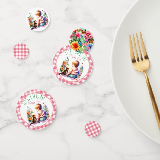 Baby Girl and Kitten | Babydusche Konfetti (Gruppe)