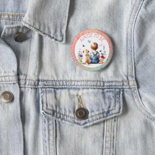 Baby Girl and Puppy Baby Shooting Tante zu sein Button (Beispiel)