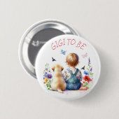 Baby Girl and Puppy Baby Shower GiGi soll sein Button (Vorne & Hinten)