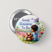 Baby Girl and Teddy Bear Baby Showgranma zu sein Button (Vorne & Hinten)