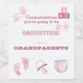 Baby Girl Announcement Foot Prints Schnuller Diape Weinetikett (Einzelnes Label)
