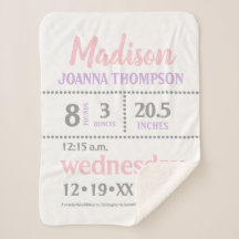 Baby Girl Announcement, rosa, Lila, grau, druckt