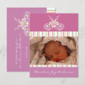 Baby Girl Announcement - Schmetterlinge Ankündigungspostkarte (Vorne/Hinten)