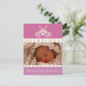 Baby Girl Announcement - Schmetterlinge Ankündigungspostkarte (Stehend Vorderseite)