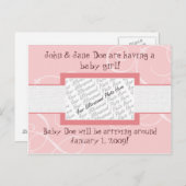 Baby Girl Announction Postcard Ankündigungspostkarte (Vorne/Hinten)