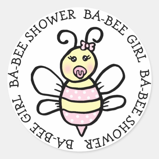 Baby Girl Ba-Bee-Dusche Runder Aufkleber (Vorderseite)