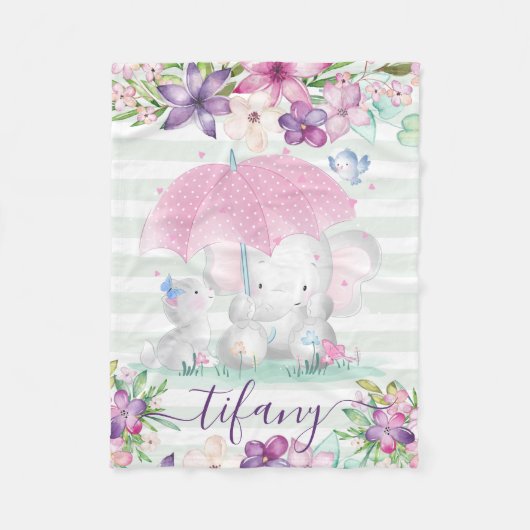 Baby Girl Baby Blanket mit Blumenlephant Fleecedecke (Vorderseite)