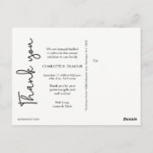 Baby Girl Baby Dusche Danke Custom Foto Postkarte (Rückseite)