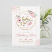 Baby Girl Baby Shower Einladung (Stehend Vorderseite)