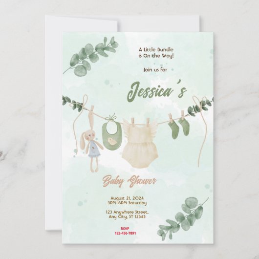 Baby Girl Baby Shower Einladung (Vorderseite)