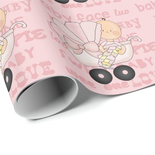 Baby Girl Babydusche Packpapier (Rolleneckpunkt)