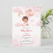 Baby Girl Balloon Cloud Baby Dusche Einladung (Stehend Vorderseite)