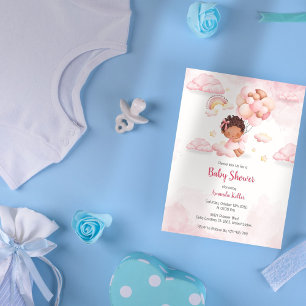 Baby Girl Balloon Cloud Baby Dusche Einladung