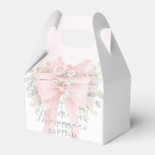 Baby Girl Baptism Floral Blush Pink Bow Geschenkschachtel (Rückseite)