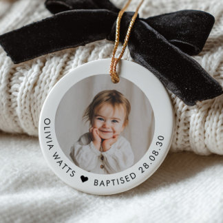 Baby Girl Baptism Photo Keepsake Keramik Ornament