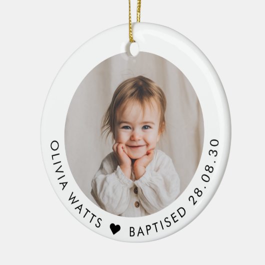 Baby Girl Baptism Photo Keepsake Keramik Ornament (Links)