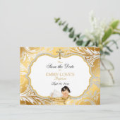 Baby Girl Baptisse Rett Date Gold Cross Save The Date (Stehend Vorderseite)