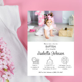 Baby Girl Bautizo Niedlich Moderne Taufe Einladung