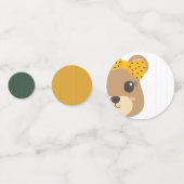 Baby Girl Bear Green & Gold Baby Dusche Konfetti (Rückseiten)