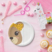 Baby Girl Bear Green & Gold Baby Dusche Pappteller (Party)