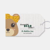 Baby Girl Bear Green & Gold Geschenkanhänger (Vorderseite (Horizontal))