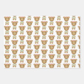 Baby Girl Bear mit Balloons Geschenkpapier Set (Vorderseite)