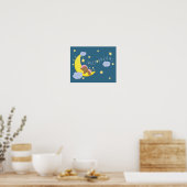 Baby Girl Bear Moon Celestis Kinderzimmer Print Poster (Küche)