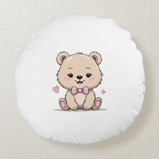 baby girl bear round pillow rundes kissen