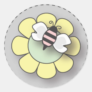 Baby Girl Bee in Pink Runder Aufkleber