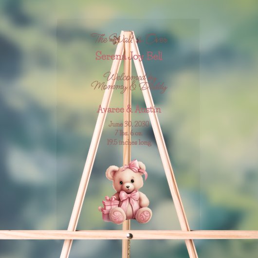 Baby Girl Begrüßungszeichen Acrylschild (Neutral)