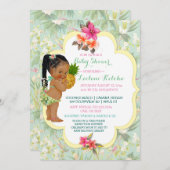 Baby Girl Bikini Tropical Luau Hawaiian Ananas Einladung (Vorne/Hinten)