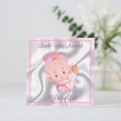 Baby Girl Birth Ankündigung (Stehend Vorderseite)