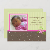 Baby Girl Birth Ankündigung (Vorne/Hinten)